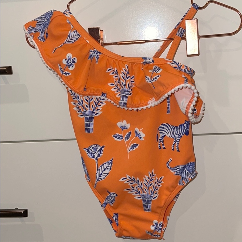 Janie and Jack Swim Zebra Orange Swimsuit 12-18 mo